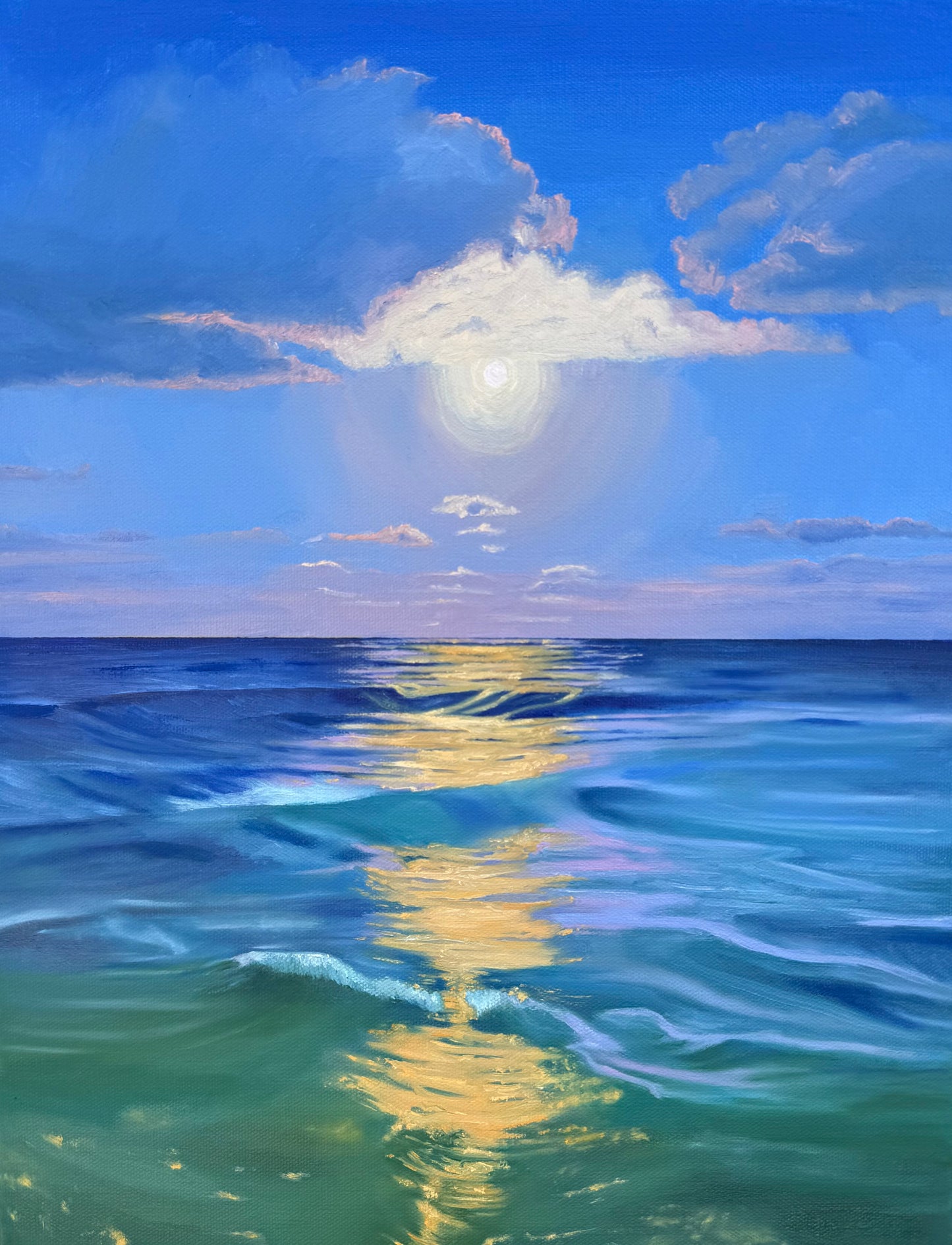 Fractured Moonlight on the Sea Print