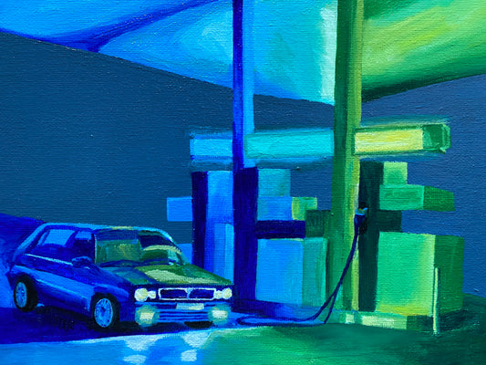 Midnight Stop - 8x10in Original Acrylic Painting